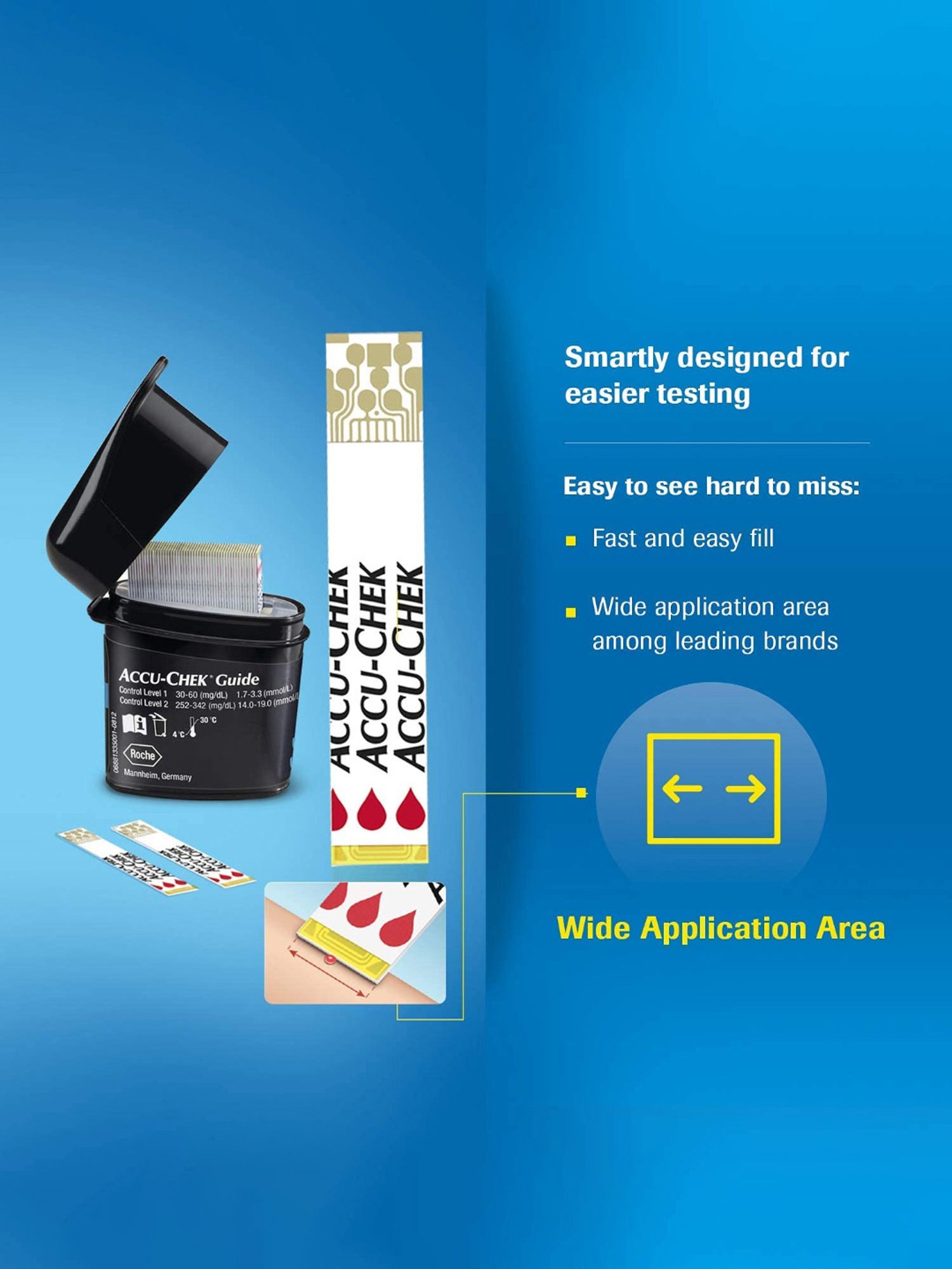 Accu-Chek Guide Meter (Bluetooth) with 10 strips + Accu-Chek Guide 50 Strips (Black)