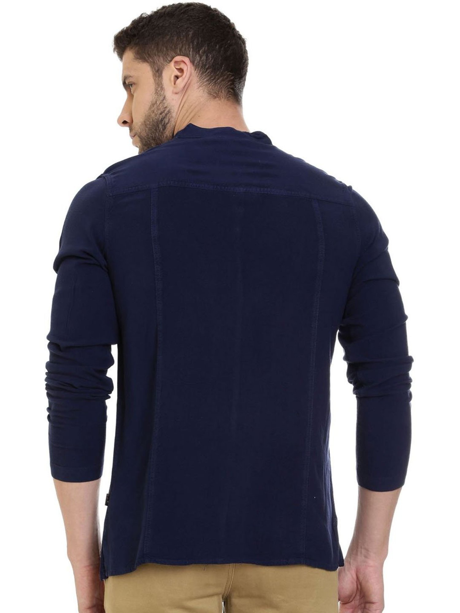 Identiti Blue Tapered Fit Short Kurta