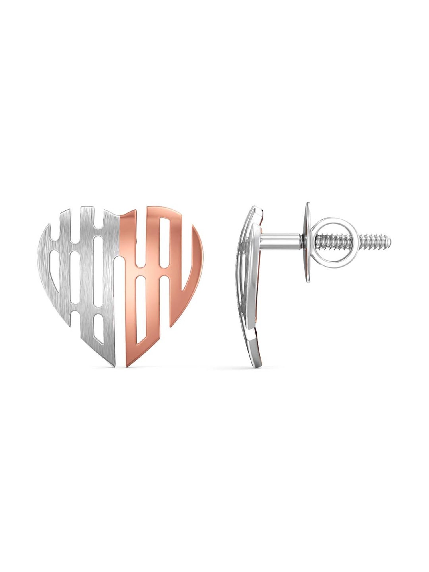 Joyalukkas 950 Platinum Lovely Heart & Rose Gold Earring