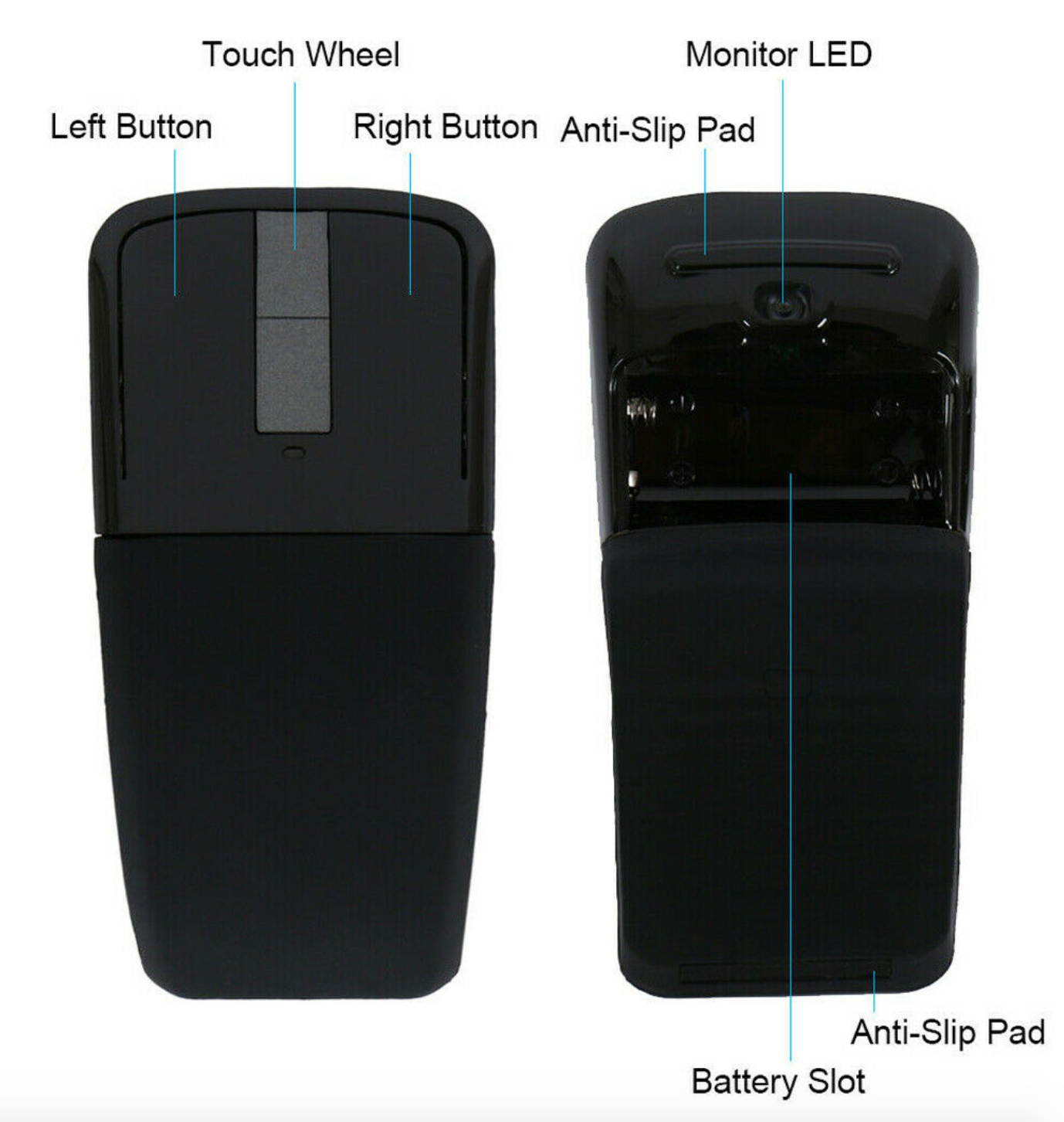 Wireless Foldable Mouse For Microsoft-Surface Arc Touch 3D Computer Mouse 2.4Ghz