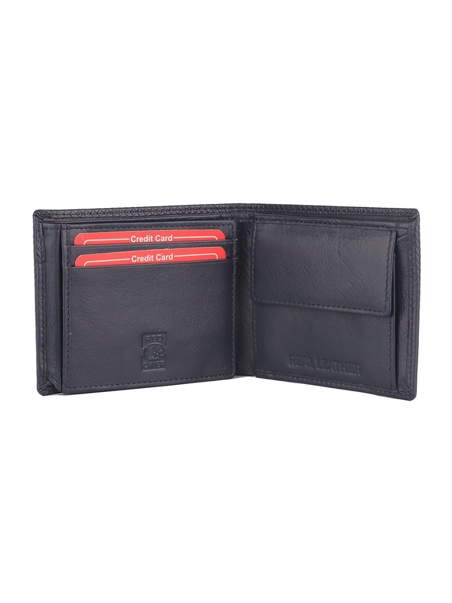 Red Chief Blue Leather Bi-Fold Wallet for Men