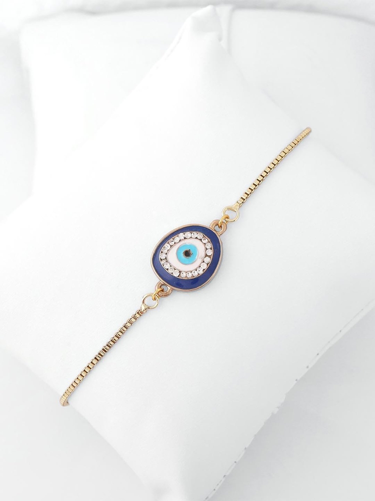 Estele Gold-Plated Evil Eye Bracelet with Austrian Crystals for Women
