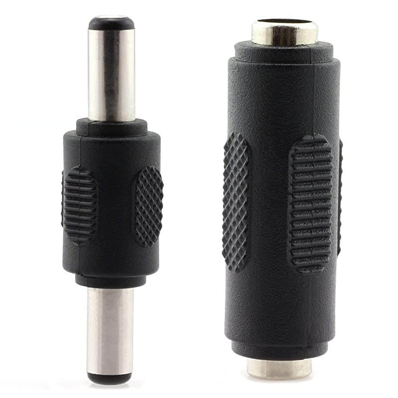4pcs 5.5x2.1mm DC Power Plug Connector CCTV DC Power Plug Adaptor (2pcs Male to Male + 2pcs Female to Female)