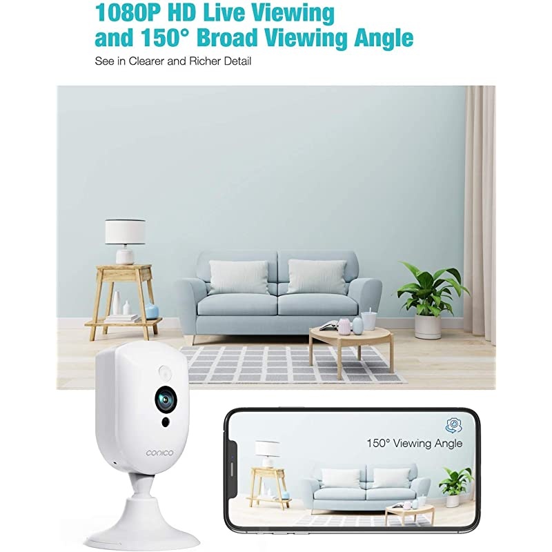 Wireless Security Camera  1080P Wireless Camera with Sound Motion Detection IR Night Vision Home Camera with 2 Way Audio 8X Zoom WiFi Camera Cloud Service Compatible with Alexa