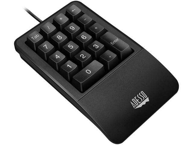Adesso AKB-618UB Antimicrobial Waterproof Numeric Keypad with Wrist Rest Support