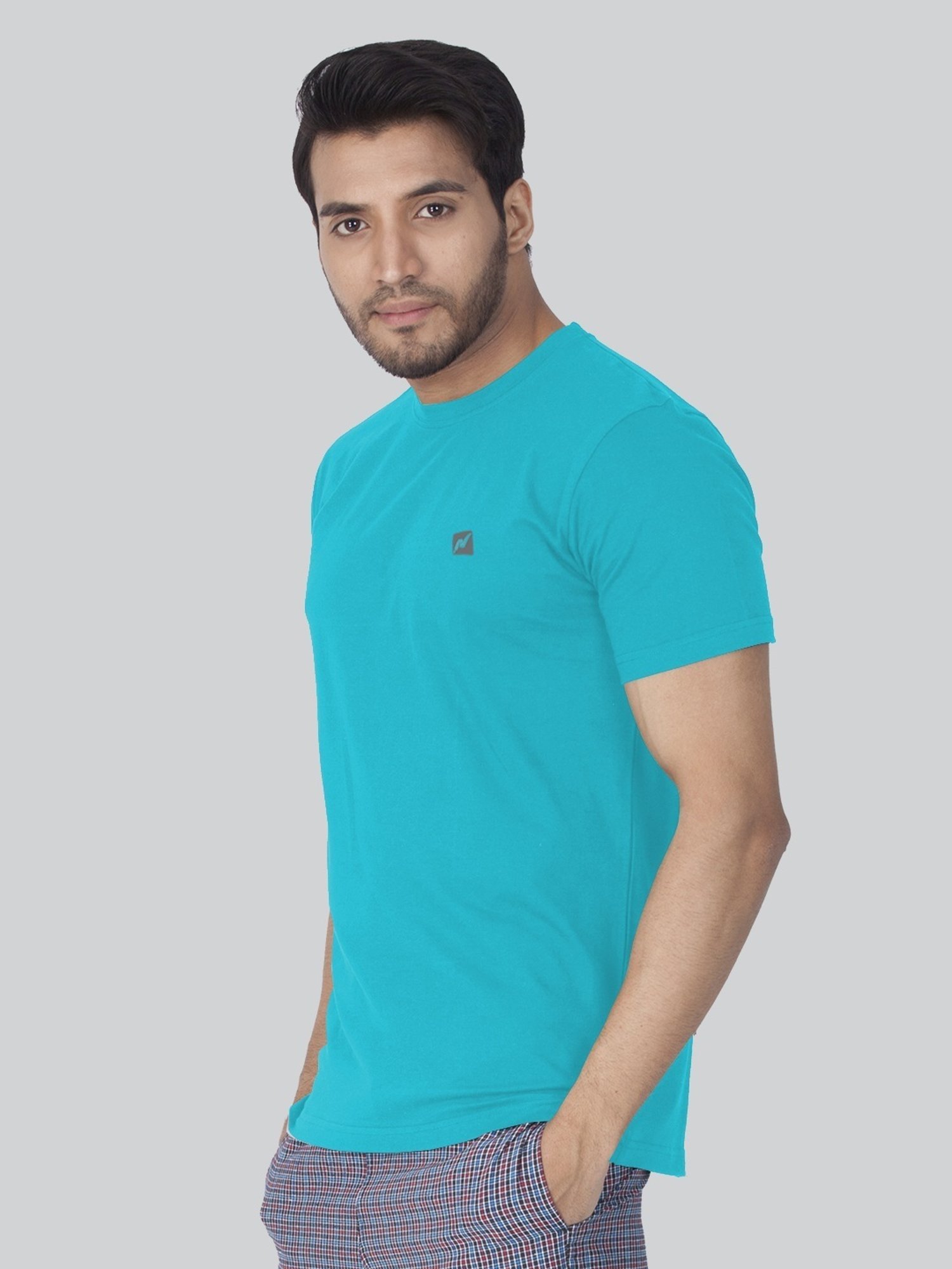 Lux Nitro Turquoise & Olive Regular Fit T-Shirt Pack of - 2