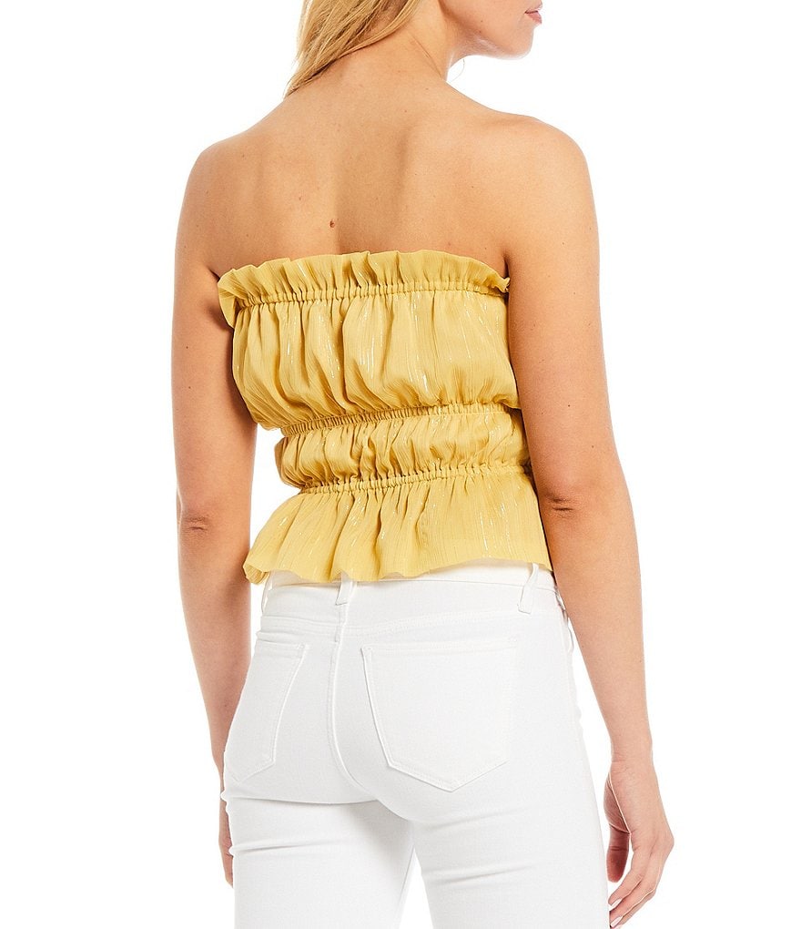 WAYF Deya Smocked Strapless Top