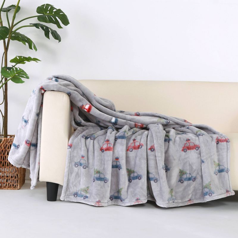 60"x80" Holiday Buggy  Throw Blanket Gray - Better Living