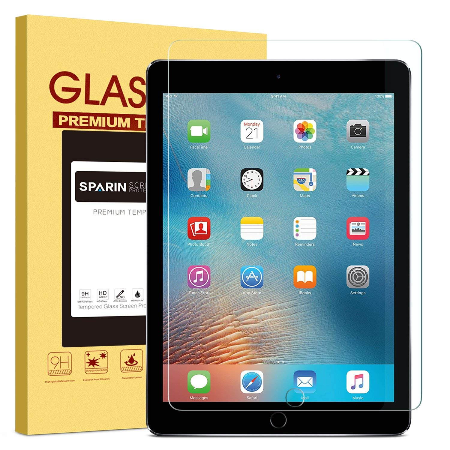 New iPad 9.7" (2018 & 2017) / iPad Pro 9.7 / iPad Air 2 / iPad Air Screen Protector, SPARIN Tempered Glass Screen Protector - Apple Pencil Compatible / High Definition / Scratch Resistant