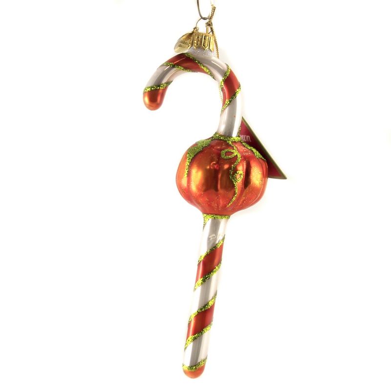 Morawski 6.5" Orange & White Candy Cane Ornament Halloween Pumpkin Jol  -  Tree Ornaments