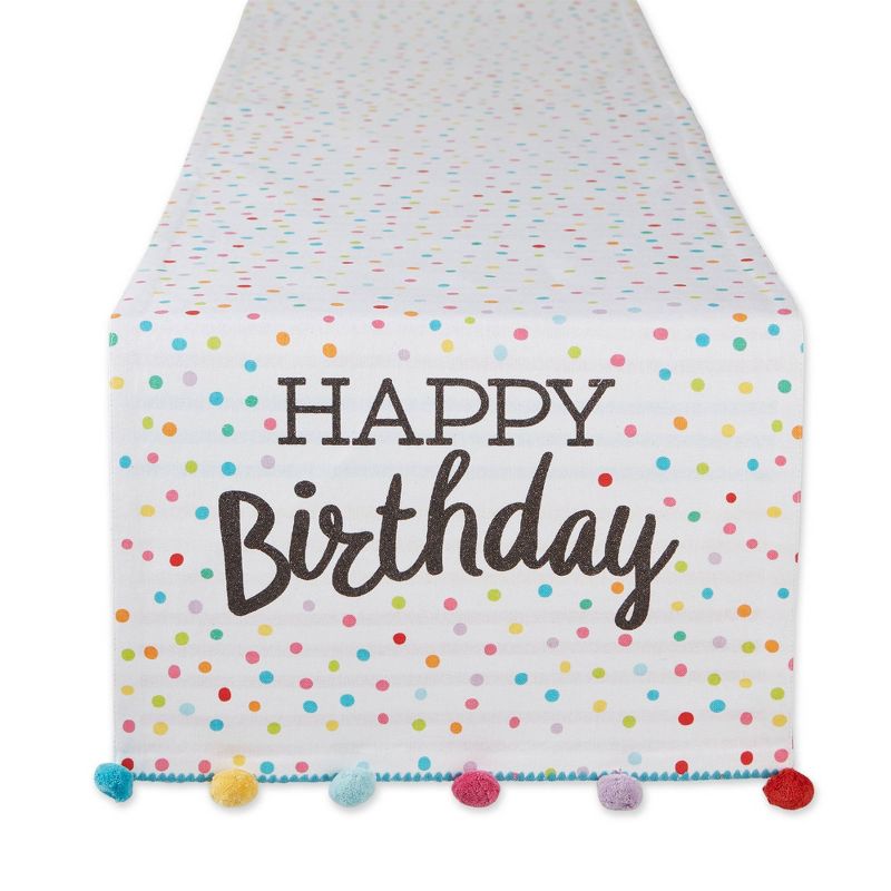 108" x 14" Cotton Happy Birthday Kitchen Table Runner - Design Imports