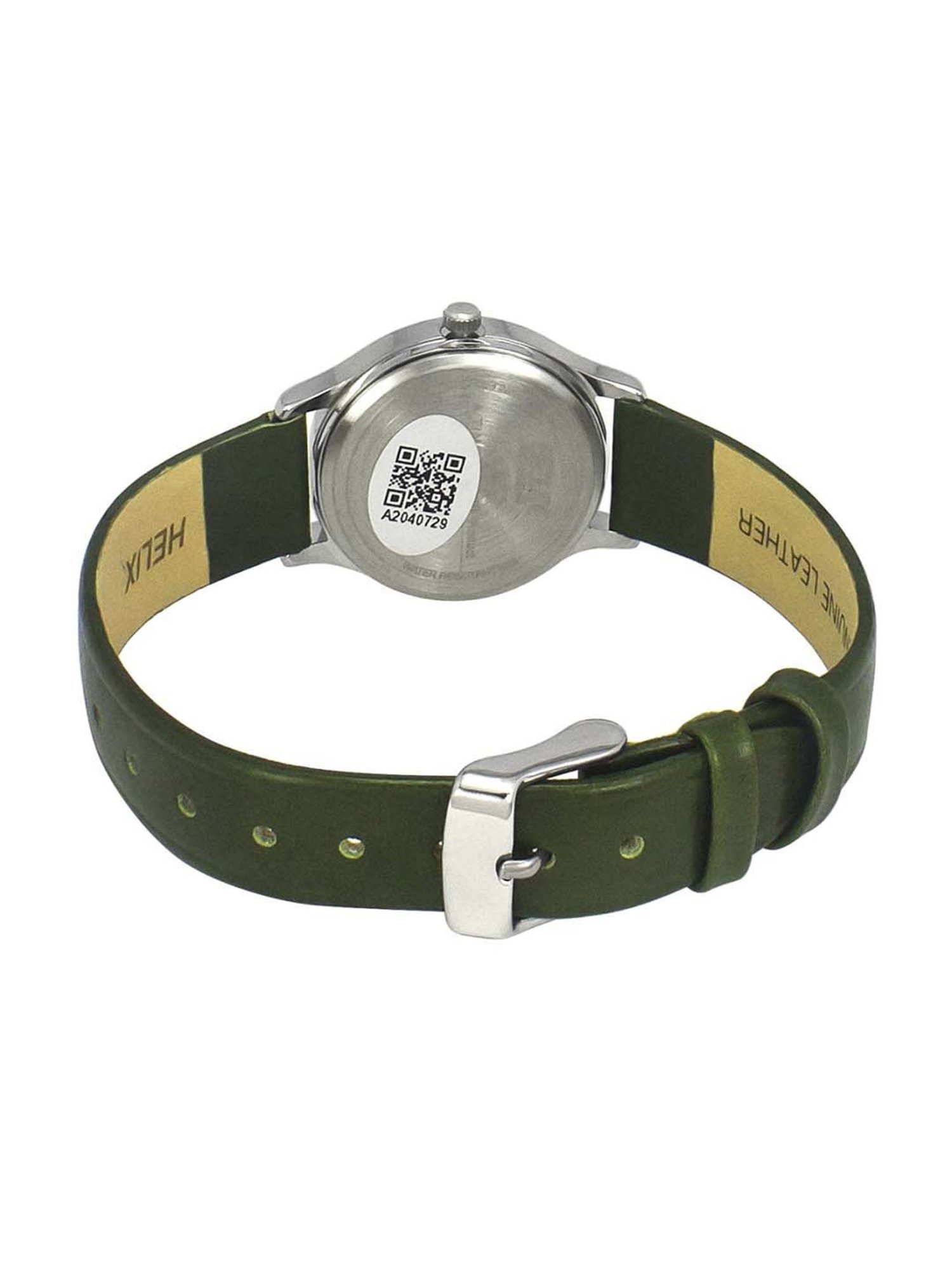 Helix By Timex Olive Round Dial Analog Leather Women Watch - TW051HL01