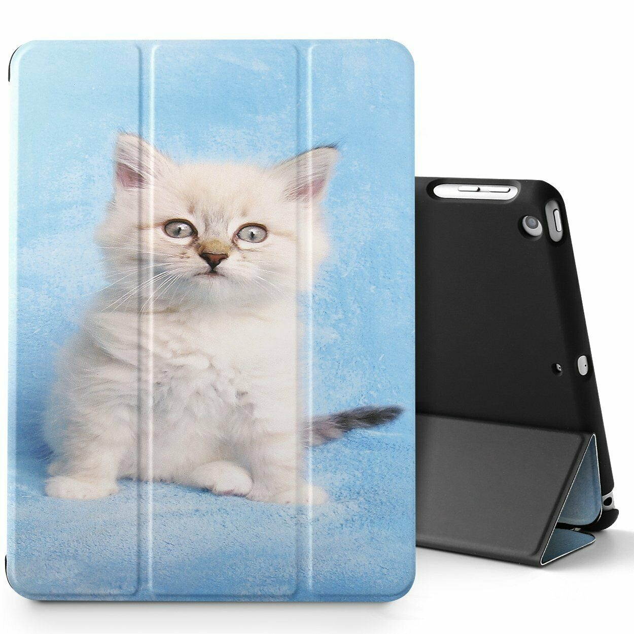 Case For iPad Air / iPad 9.7 Auto Wake/Sleep Feature Leather Cover Cute Kitty