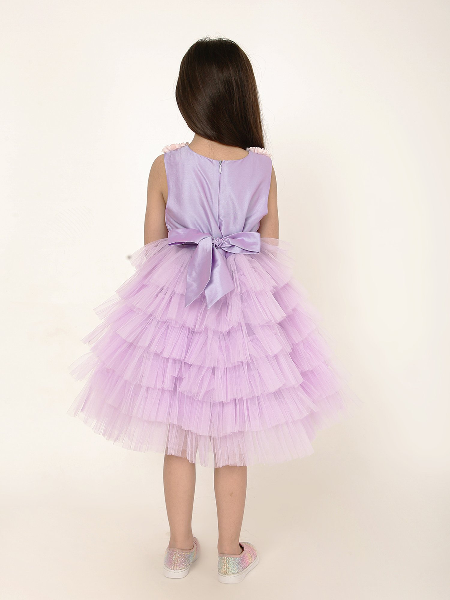 A Little Fable Girls Lavender Applique Dress
