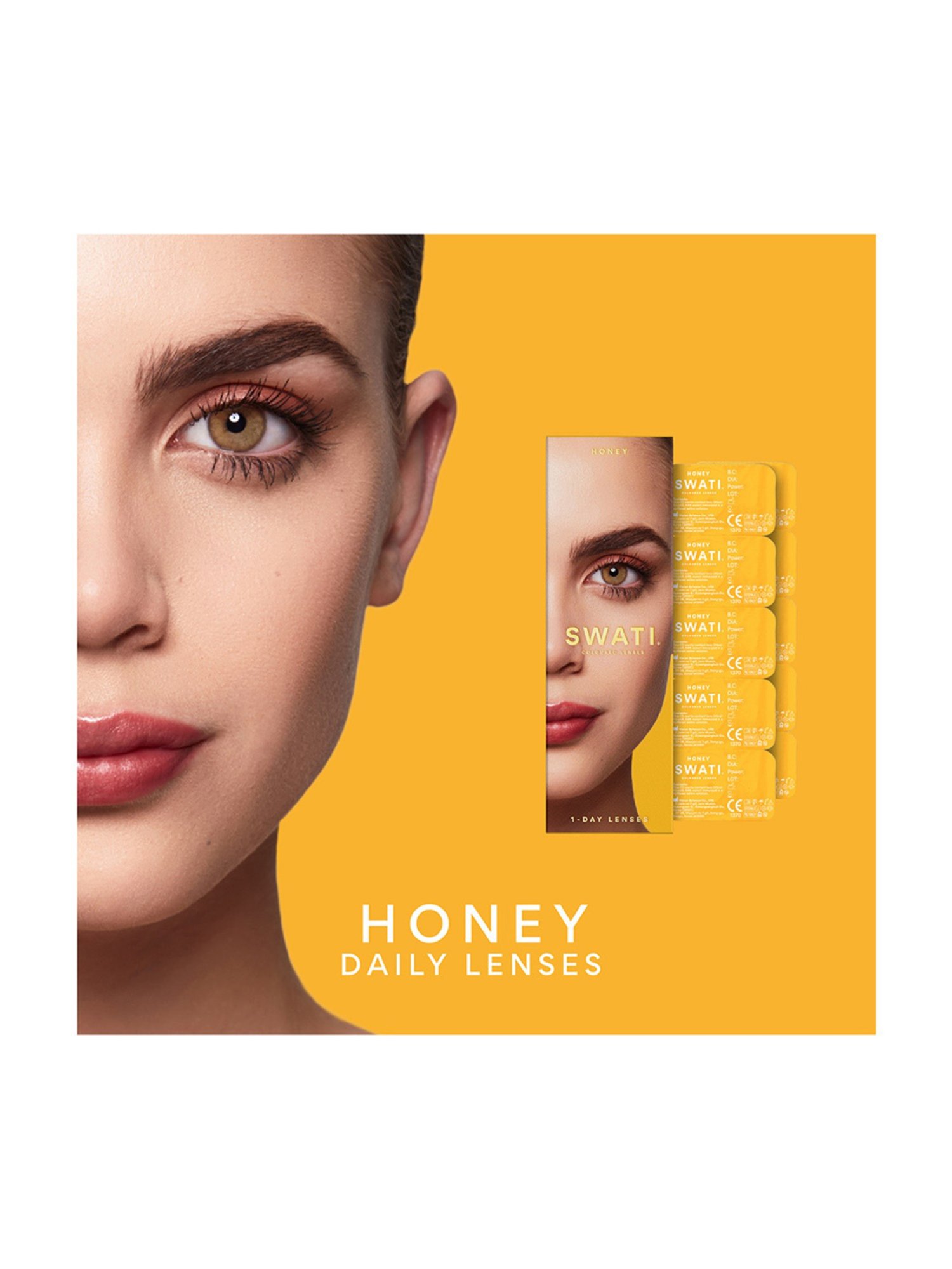 Swati Cosmetics Coloured Contact Lenses - Honey (1 Day, Power -2.25)