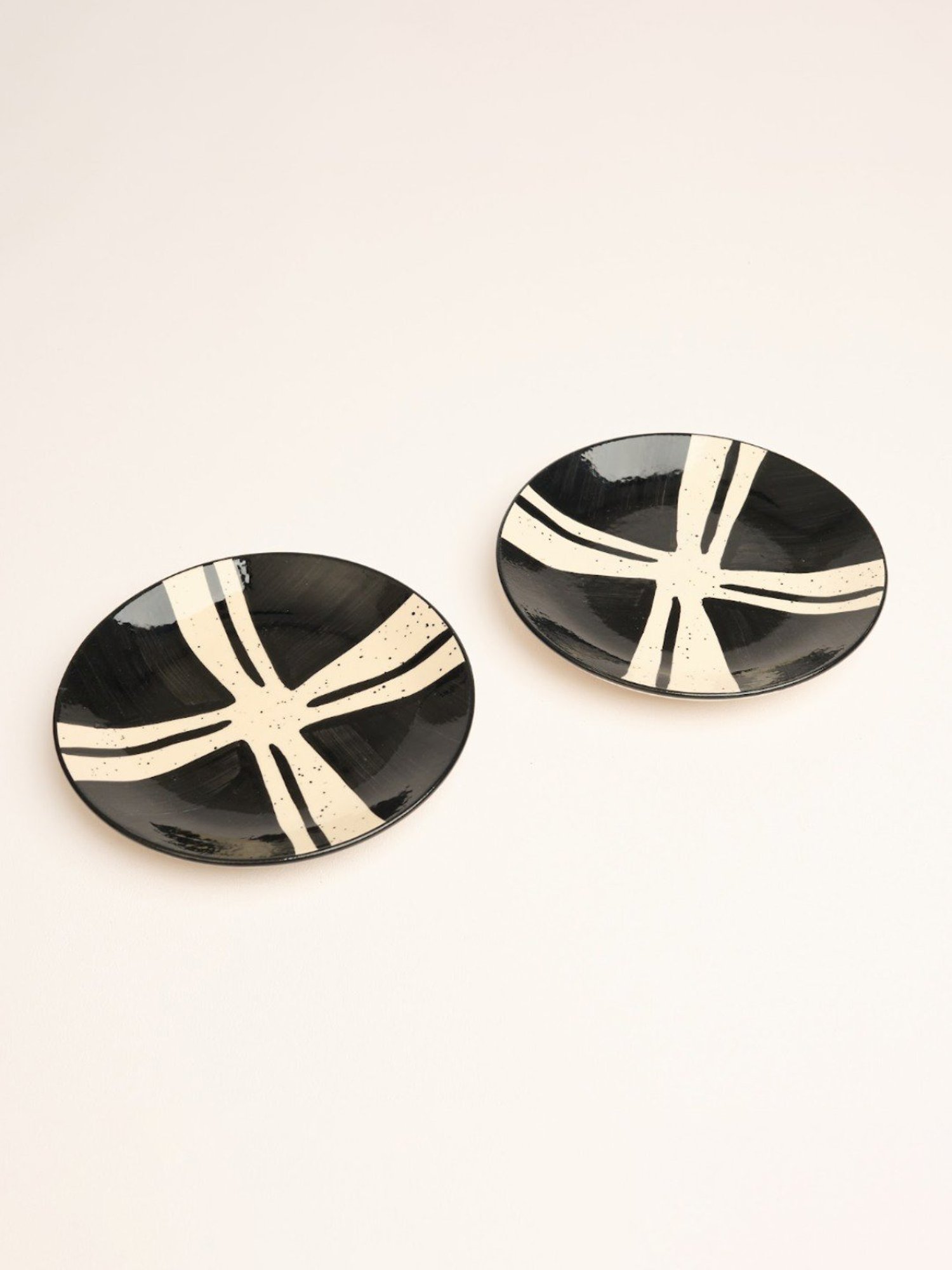 BlackCarrot Black & White Ceramic Snack Plates - Set of 2