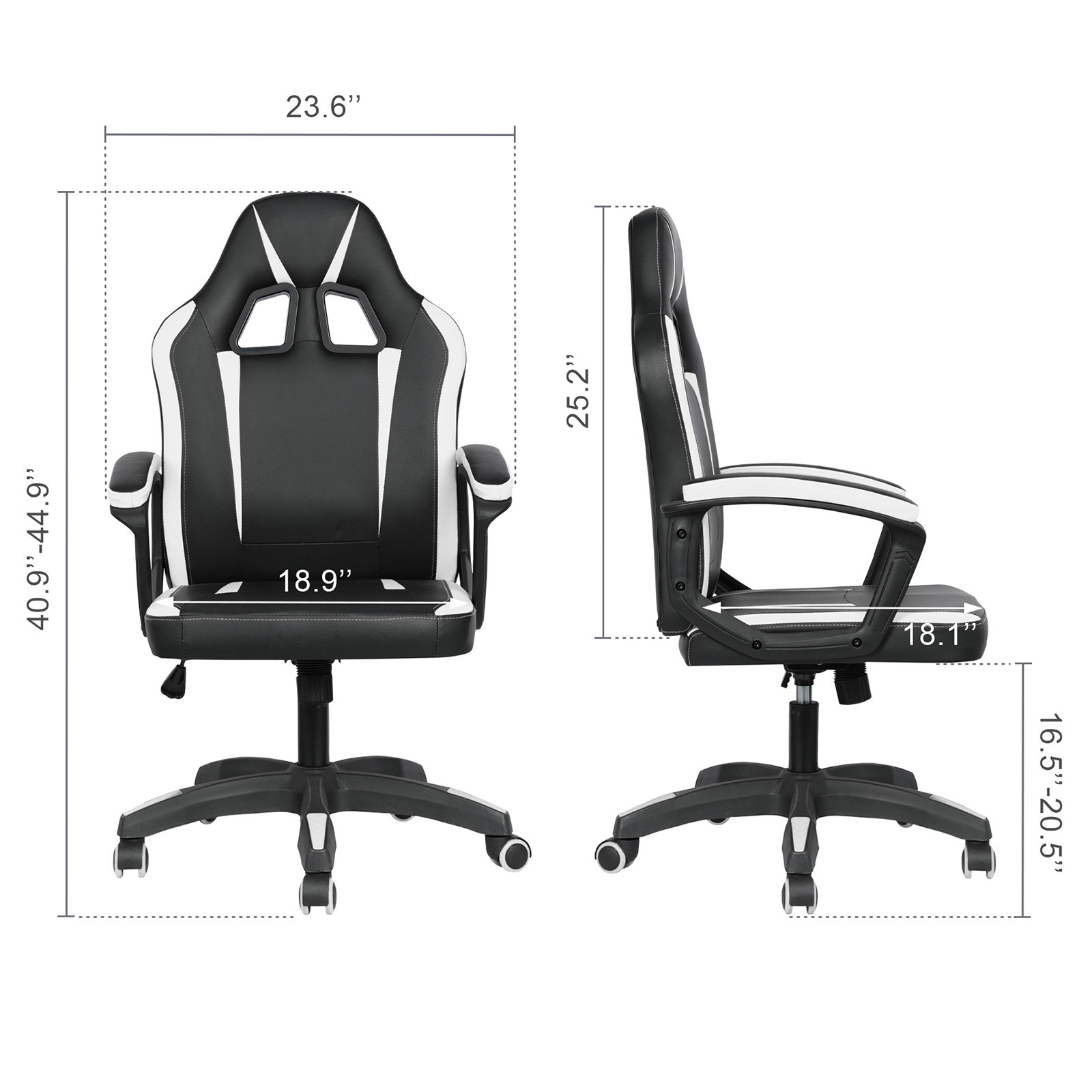 YOUTHUP Office Chair Adjustable Ergonomic Leather Gaming Chair Swivel Rolling Computer Desk Chair with Lumbar Support,Black and Red