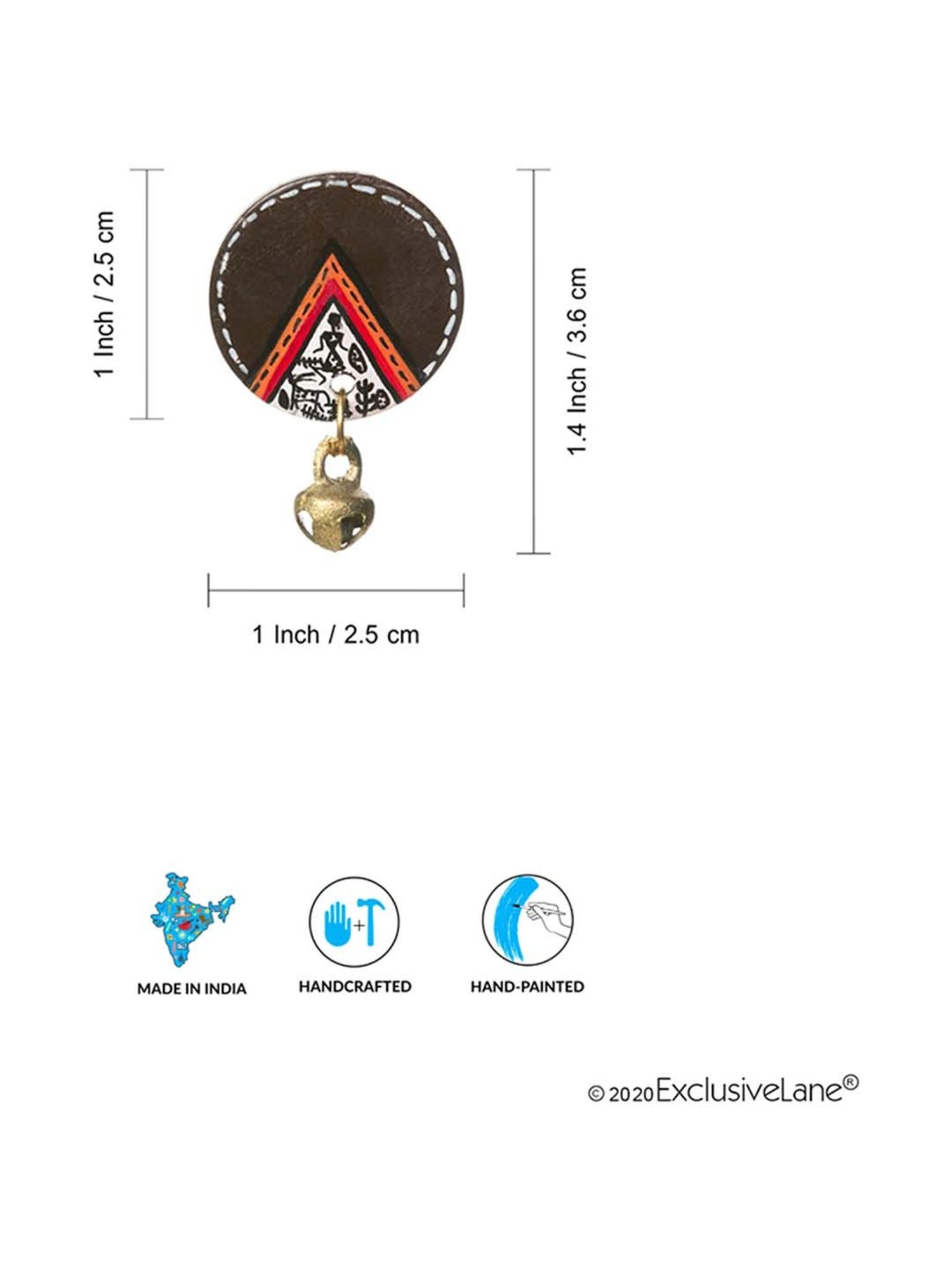 ExclusiveLane 'Tribal Coconut Warli' Brown Drop Earrings in Warli Art