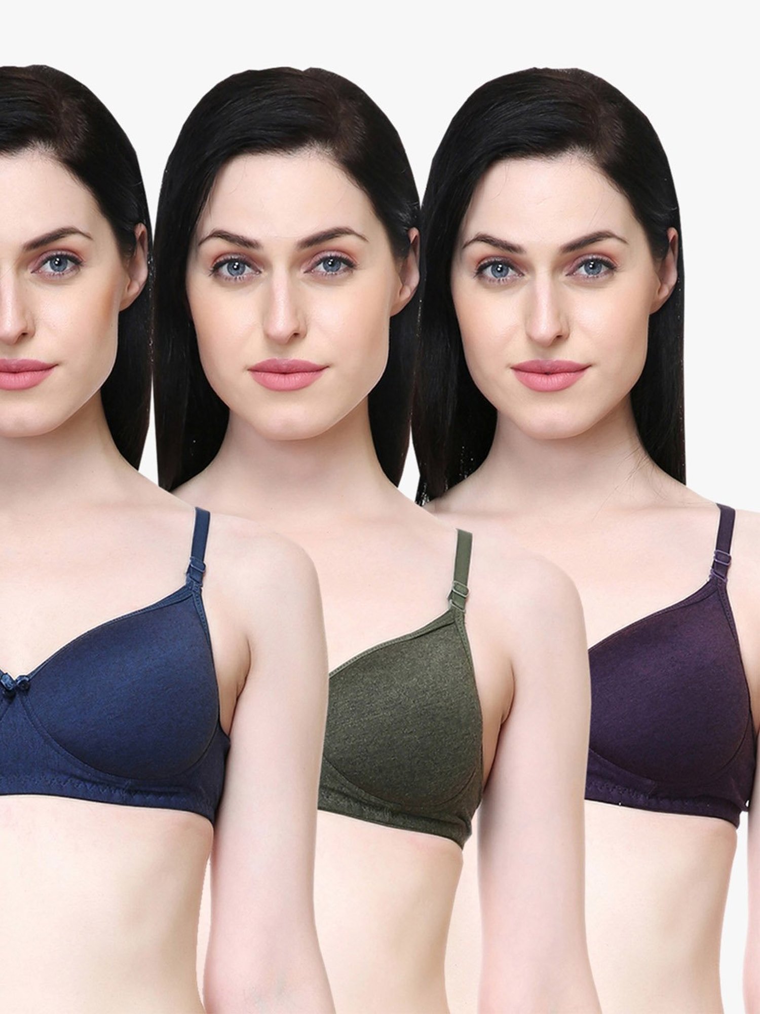 Lady Lyka Multicolor Non Wired Padded T-Shirt Bra (Pack Of 3)