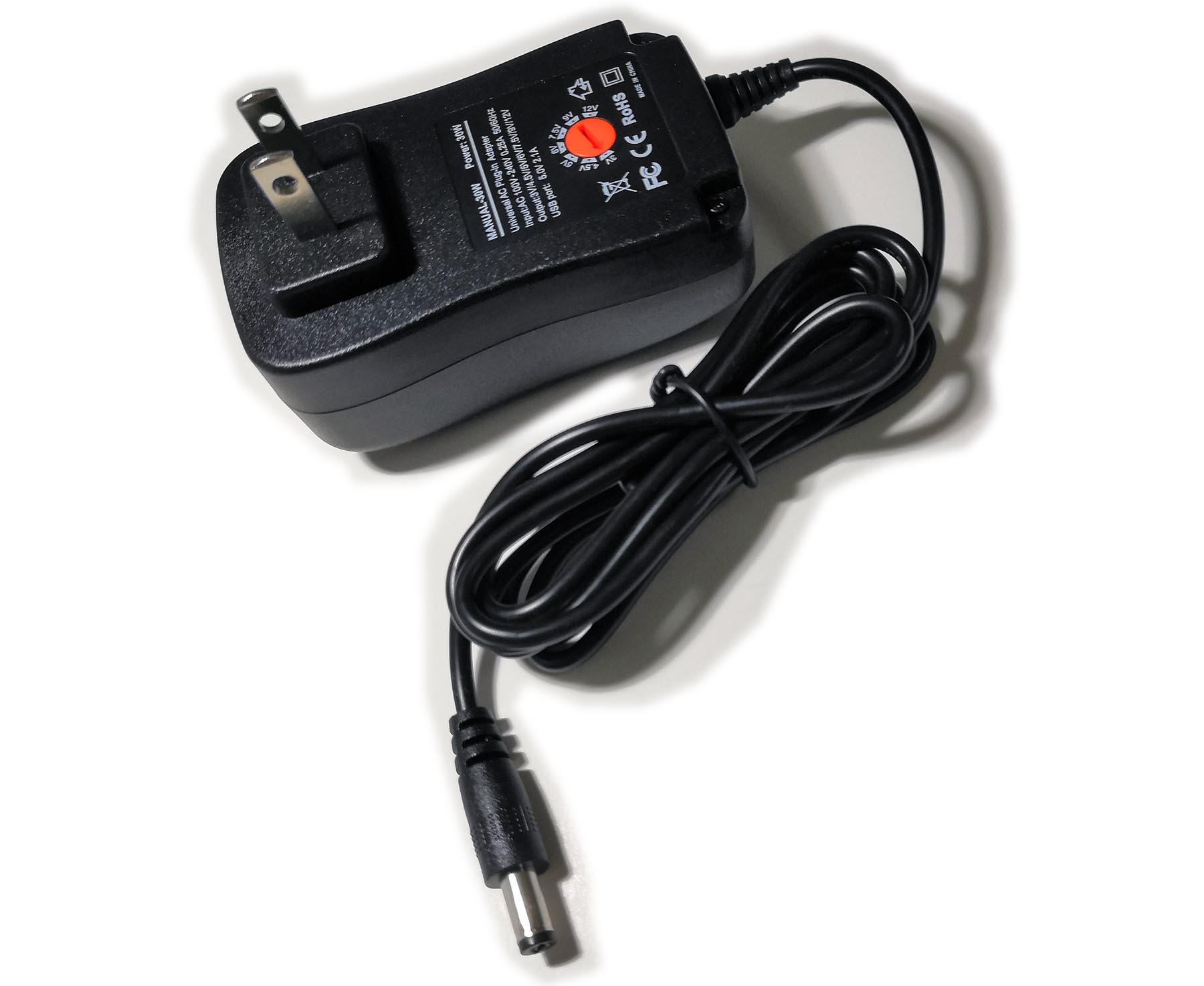 Easyday 30W Universal AC DC Adjustable 3V 4.5V 5V 6V 7.5V 9V 12V Power Supply Adapter Wall Charger with 12 Sizes DC Adapter Tips