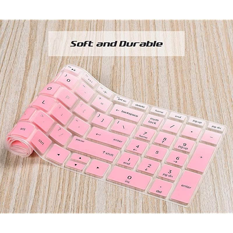 Pack Keyboard Cover for 15.6 Inch HP Envy x360 15m-bp 15m-bq 15.6 Series, HP Pavilion 15-br 15-cb 15-cc 15-cd 15-bw 15-bs, HP Laptop 15t 17t 17-ca 17-ce Protector Skin(Gradual Pink+Clear)