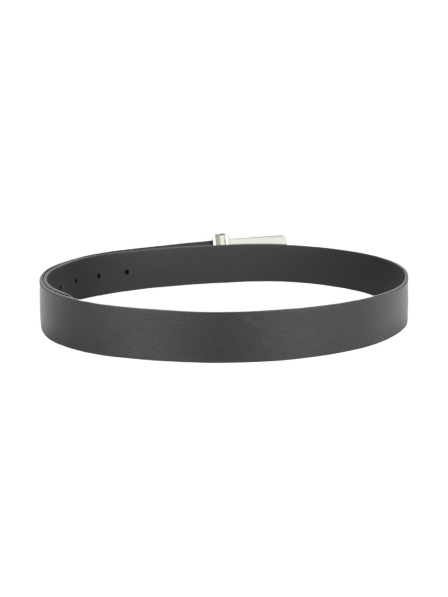 Louis Philippe Grey Casual Leather Belt for Men