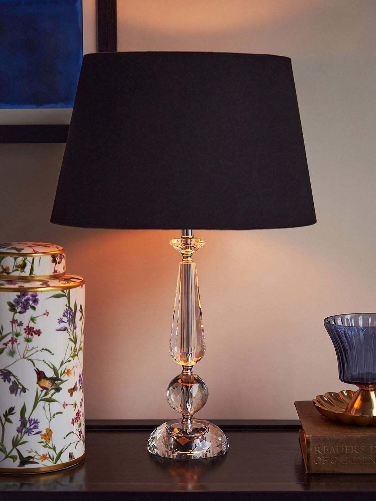 Pure Home and Living Transparent Glass Teardrop Shaped Small Table Lamp Stand