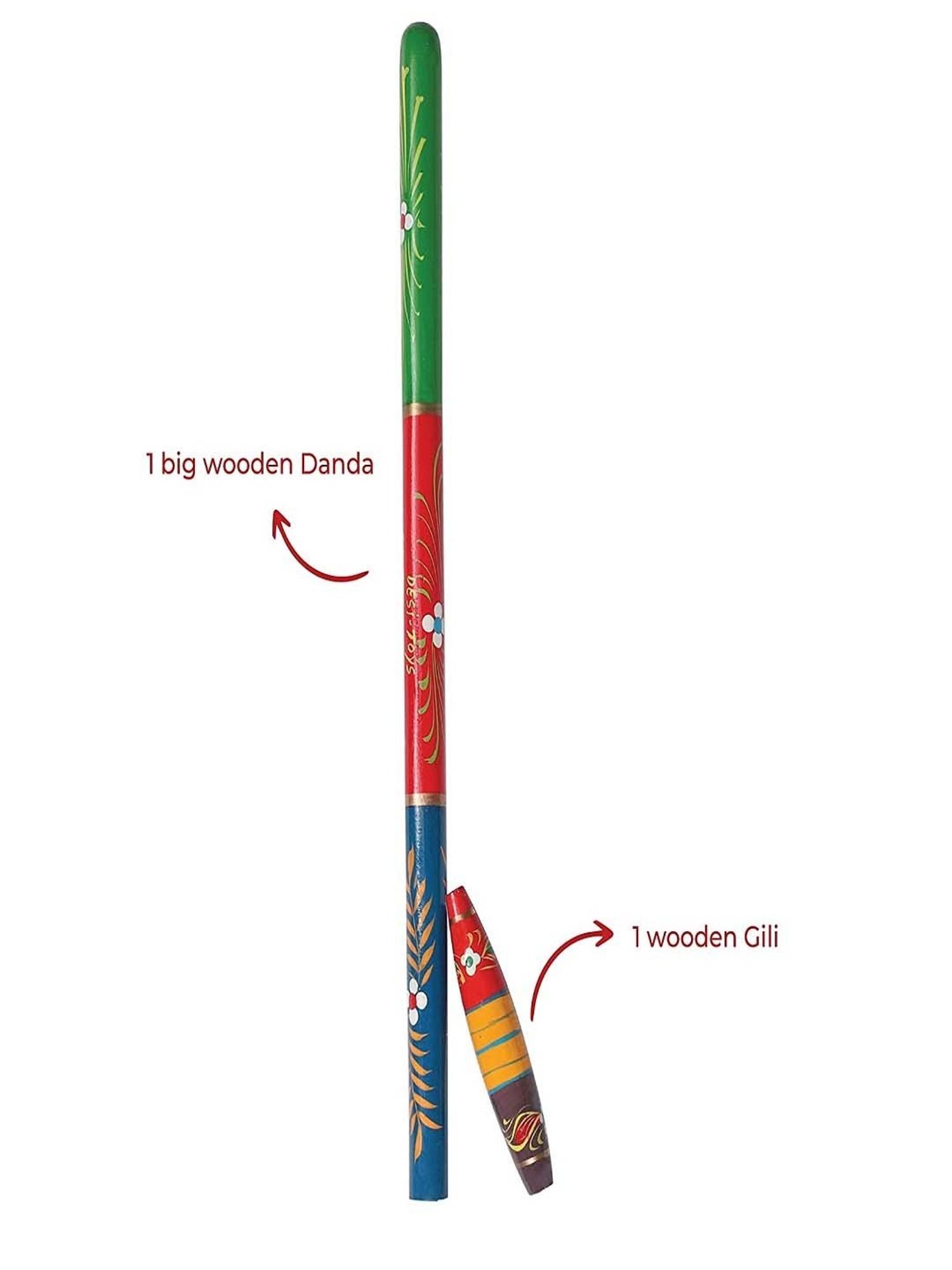 Desi Toys Kids Multicolor Wooden Gili Danda