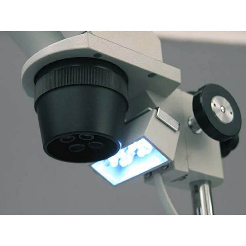 SE305RPLED ForwardMounted Binocular Stereo Microscope WF10x Eyepieces 10X and 30X Magnification 1X and 3X Objectives Upper and Lower LED Lighting Reversible BlackWhite Stage Plate Pillar Stand 120V o