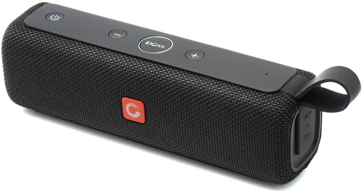 DOSS E-go II Portable Bluetooth Speakers with Superior Sound and Extra Bass, IPX6 Waterproof, Built-in Mic, 12W Driver, 12-Hour Playtime, Wireless Speakers for Phone, Computers, TV and More - (Black)