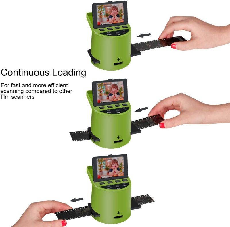 Unique Digital Film Scanner with 22MP, Converts 35mm, 126, 110, Super 8 Films, Slides, Negatives to JPEG, Tilt-Up 3.5" LCD, Transfer Pictures to Phones Via WiFi Connection, MAC and PC Compatible