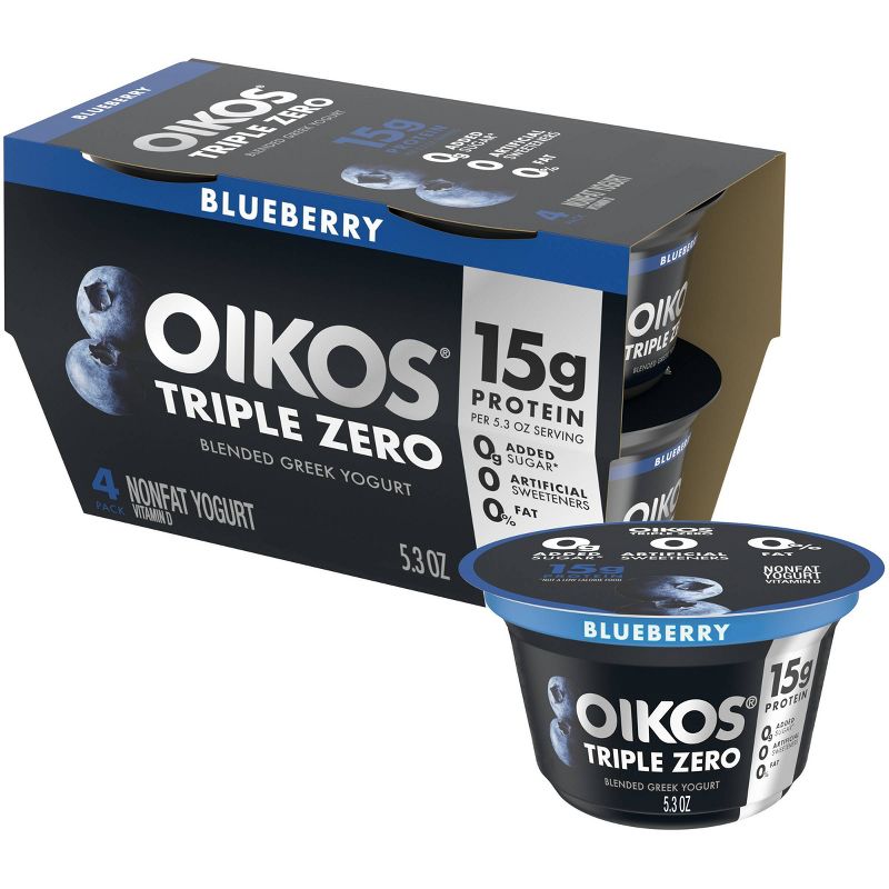 Oikos Triple Zero Blueberry Greek Style Yogurt - 21.2oz/4ct