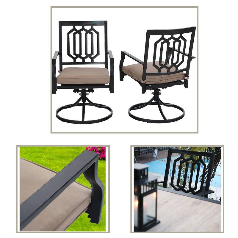 7pc Patio Dining Set with Rectangle Table with 2.6" Umbrella Hole & Padded Swivel Arm Chairs  - Captiva Design