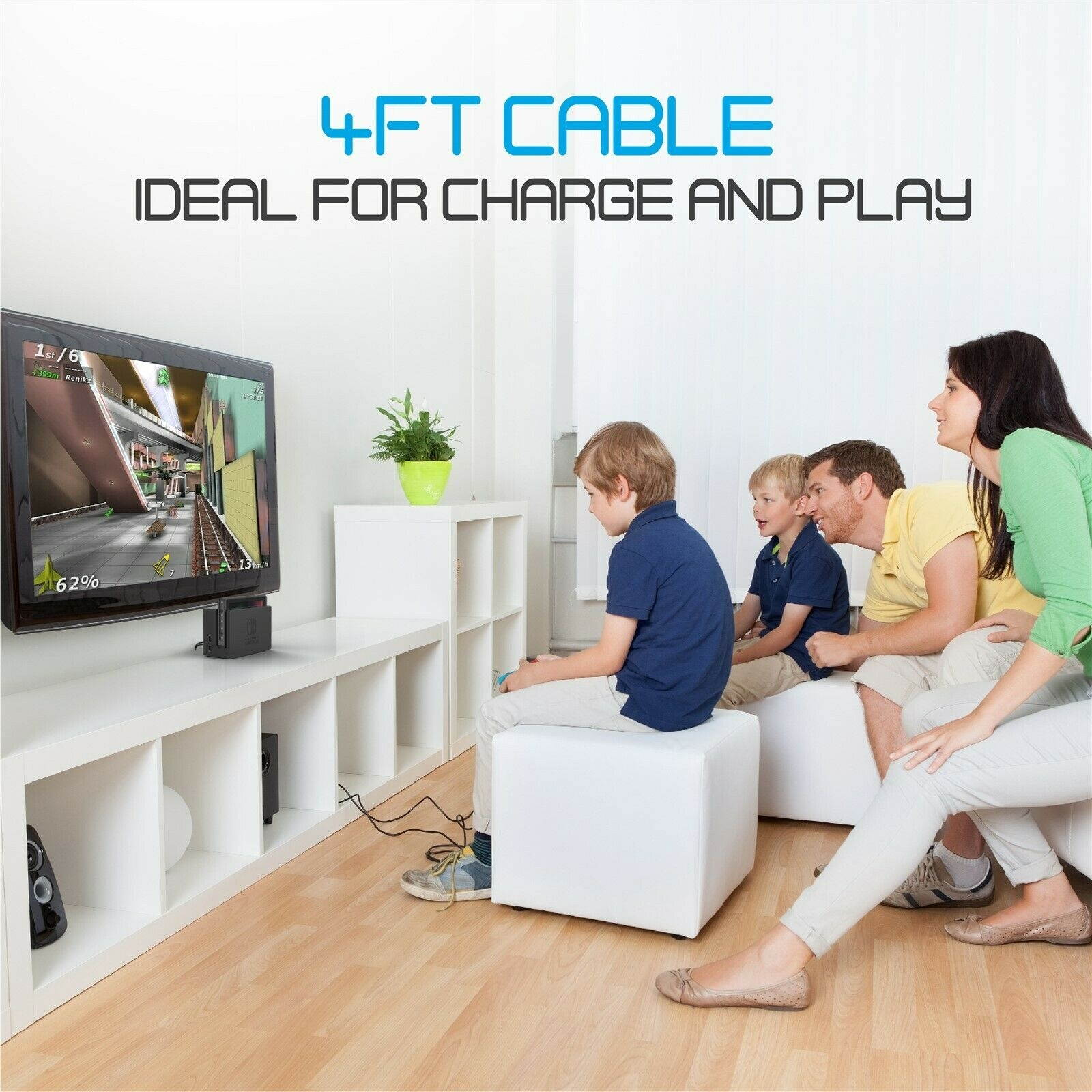 Charge Play Fast Quick 4 FT USB C Cable Travel Wall Charger for Nintendo Switch