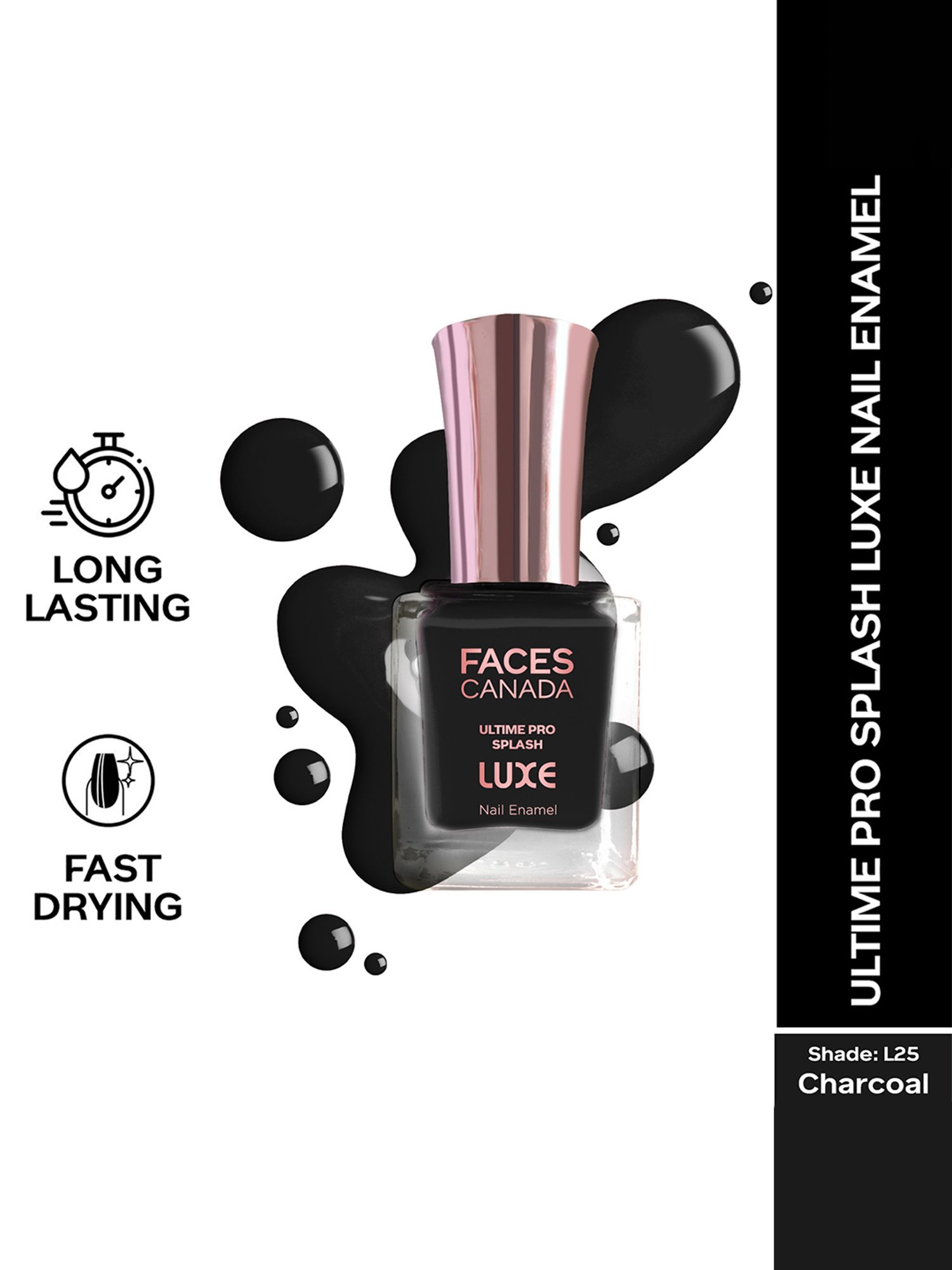 FACES CANADA Ultime Pro Splash Luxe Nail Enamel Charcoal L25 - 12 ml