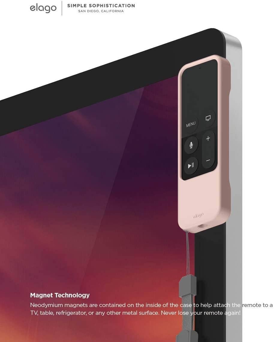 elago R1 Intelli Case [Sand Pink]-[Magnet Technology][Anti-Slip][Lanyard Included][Heavy Shock Absorption] Compatible with Apple TV Siri Remote 1st Generation