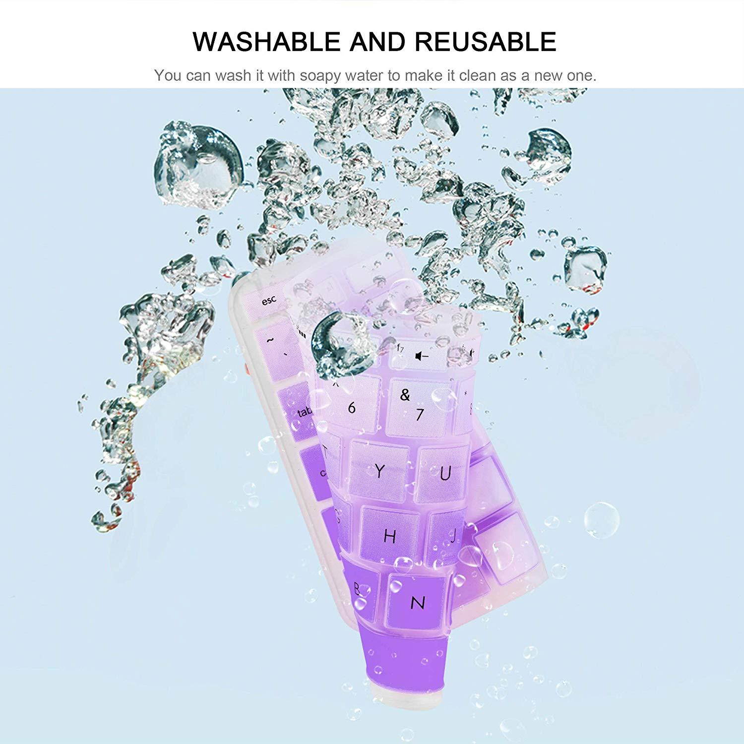 [2 pack]HP Stream 14 Inch Laptop Keyboard Cover Skin for HP Stream 14-ax Series,14 inch HP Pavilion 14-ab 14-ac 14-ad 14-al 14-an Series,14-ab010 14-ab166us 14-ac159nr 14-al062nr(Gradualpurple+clear)