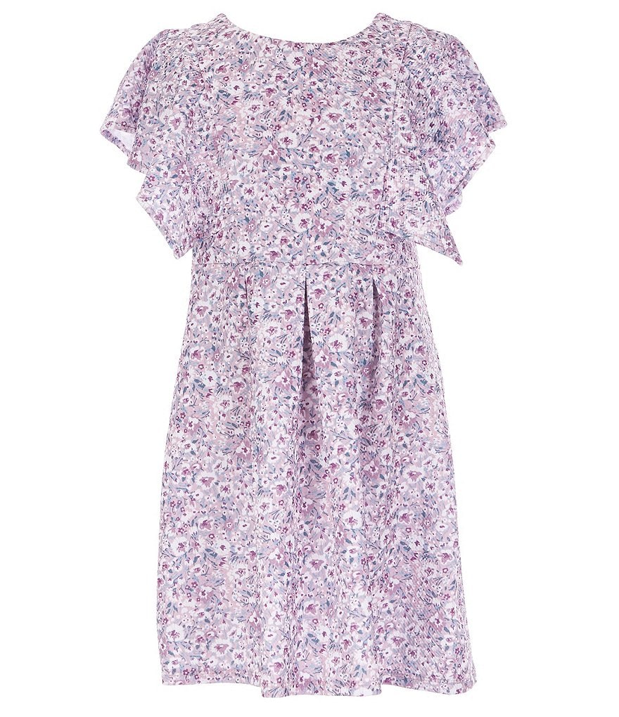 Poppies and Roses Big Girls 7-16 Flutter-Sleeve Ditsy Floral A-Line Dress