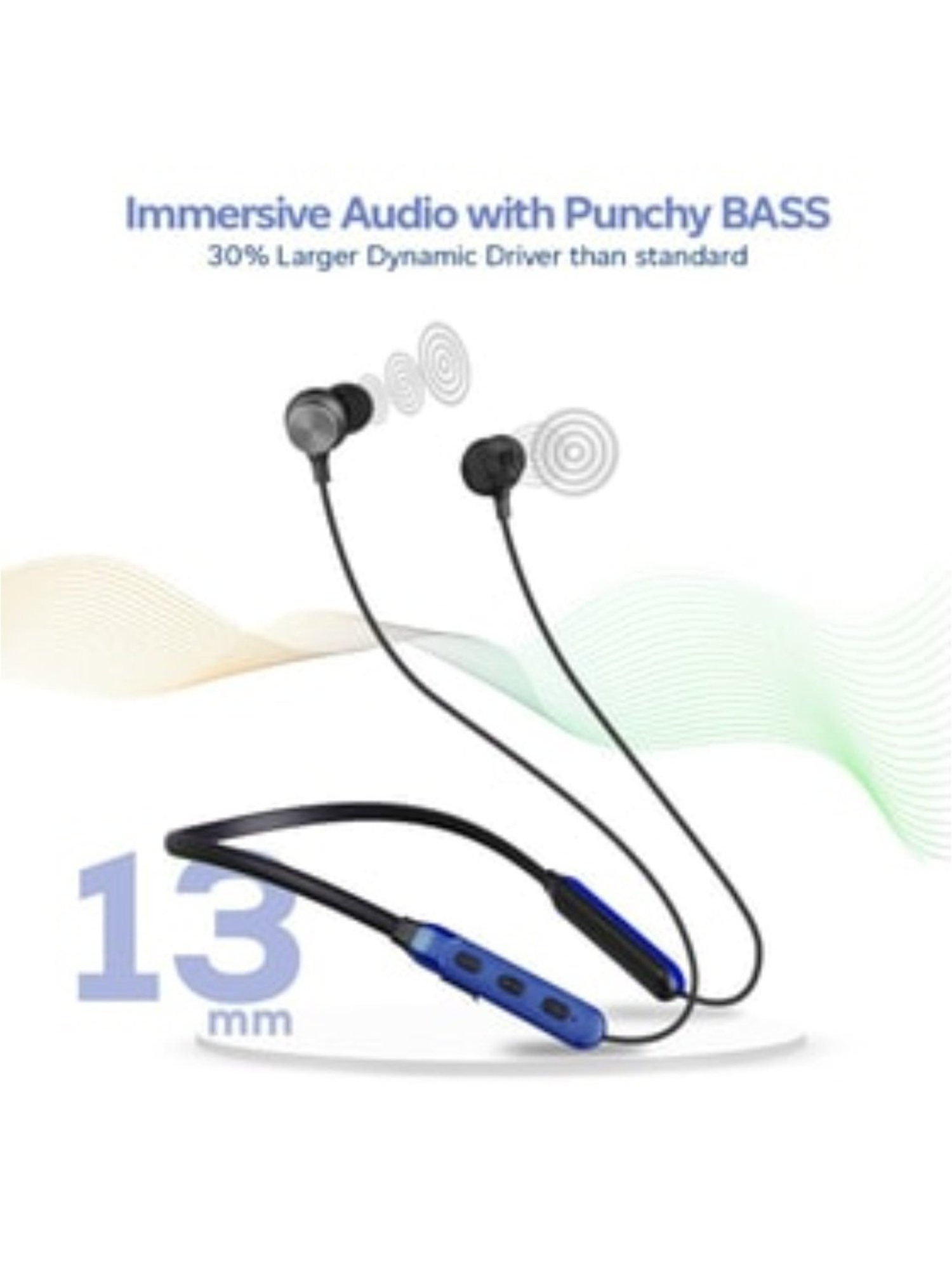 PTron Tangent Duo Bluetooth 5.2 Wireless in-Ear Earbuds with Mic, 24 Hours Playback (Black & Blue)