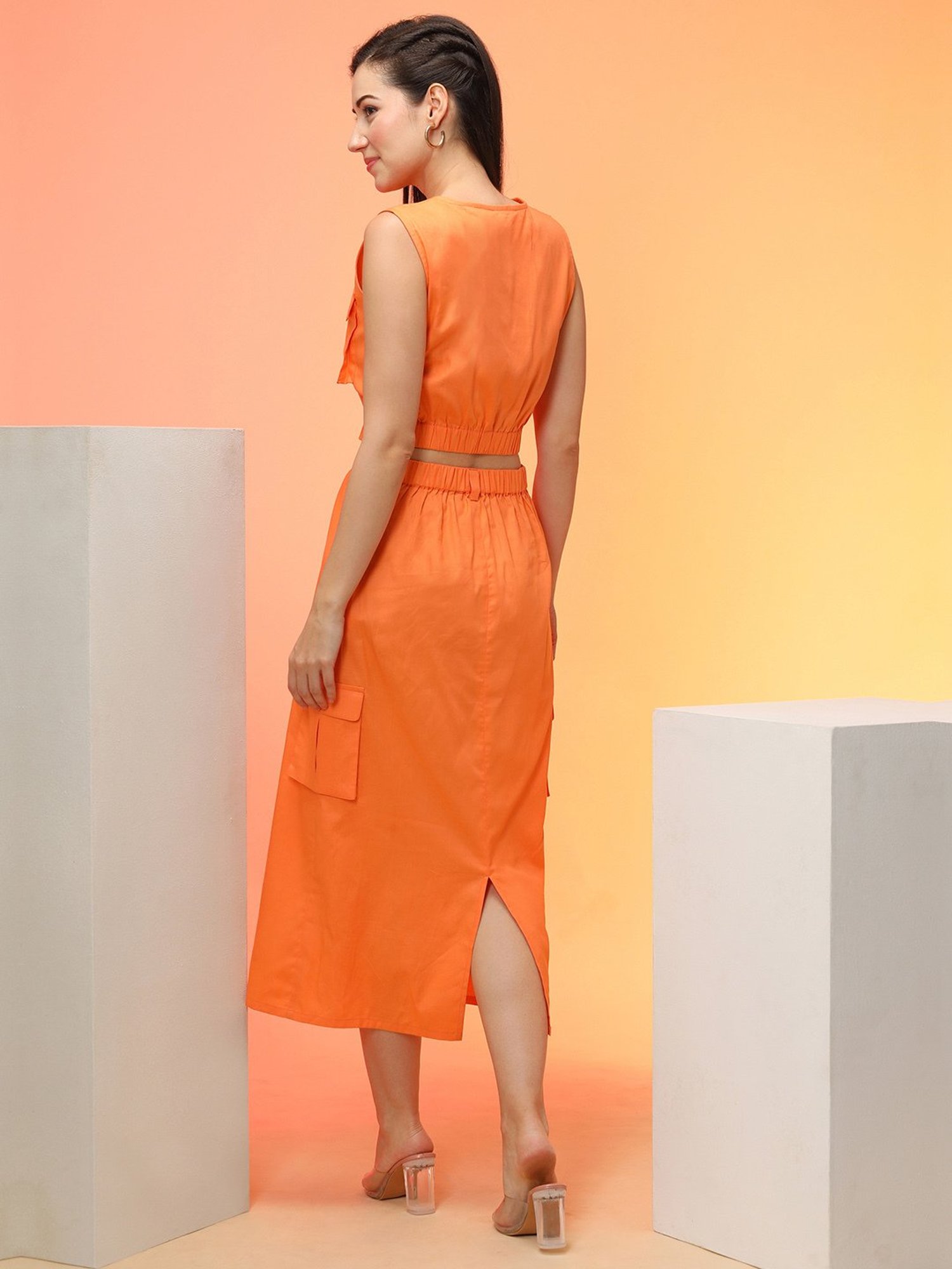 Globus Orange Cotton Midi Co-Ord Set