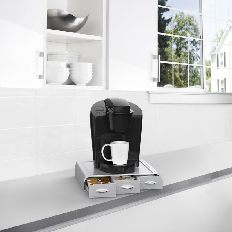Mind Reader Single Serve Coffee Pod Holder Drawer, 36 Capacity K-Cup, Silver