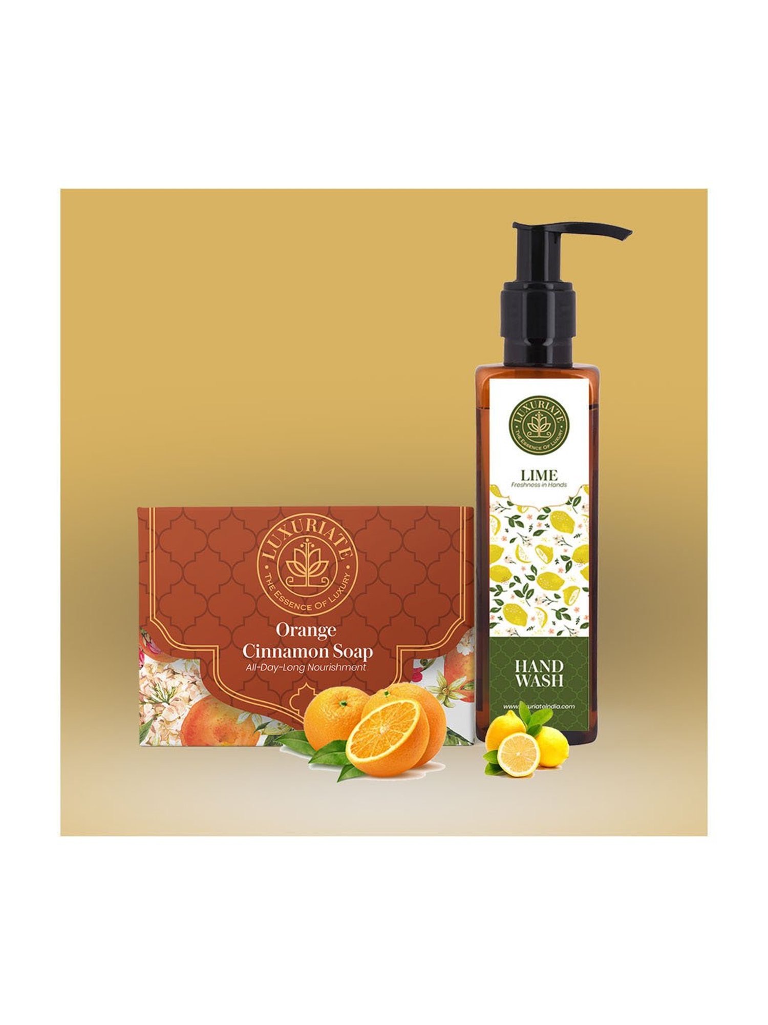 Luxuriate Orange Cinnamon Soap and Lime Hand Wash Combo