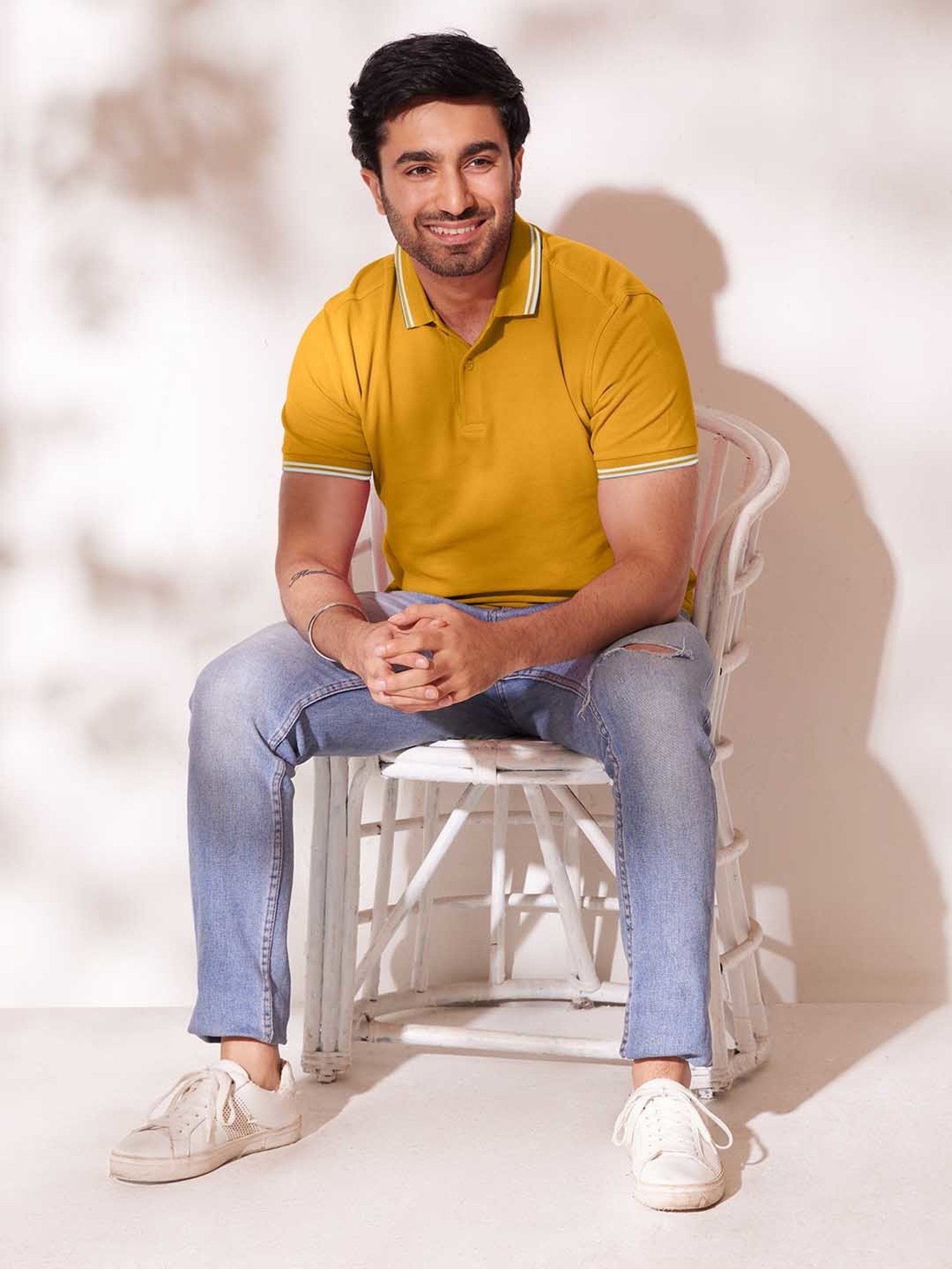 The Bleu Label Mustard Slim Fit Polo T-Shirt