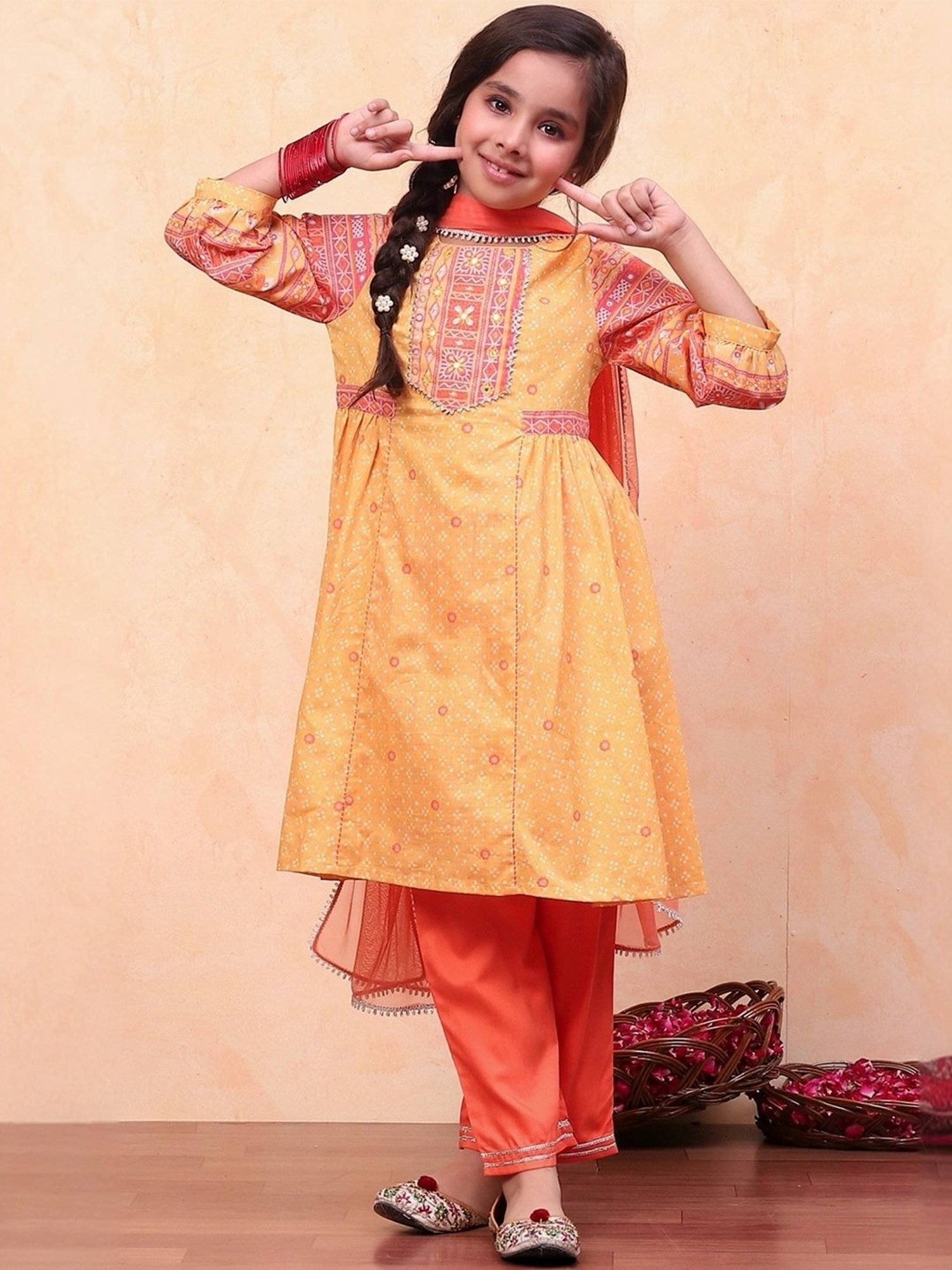 Many Frocks Kids Blue Embellished Top with Plazzos