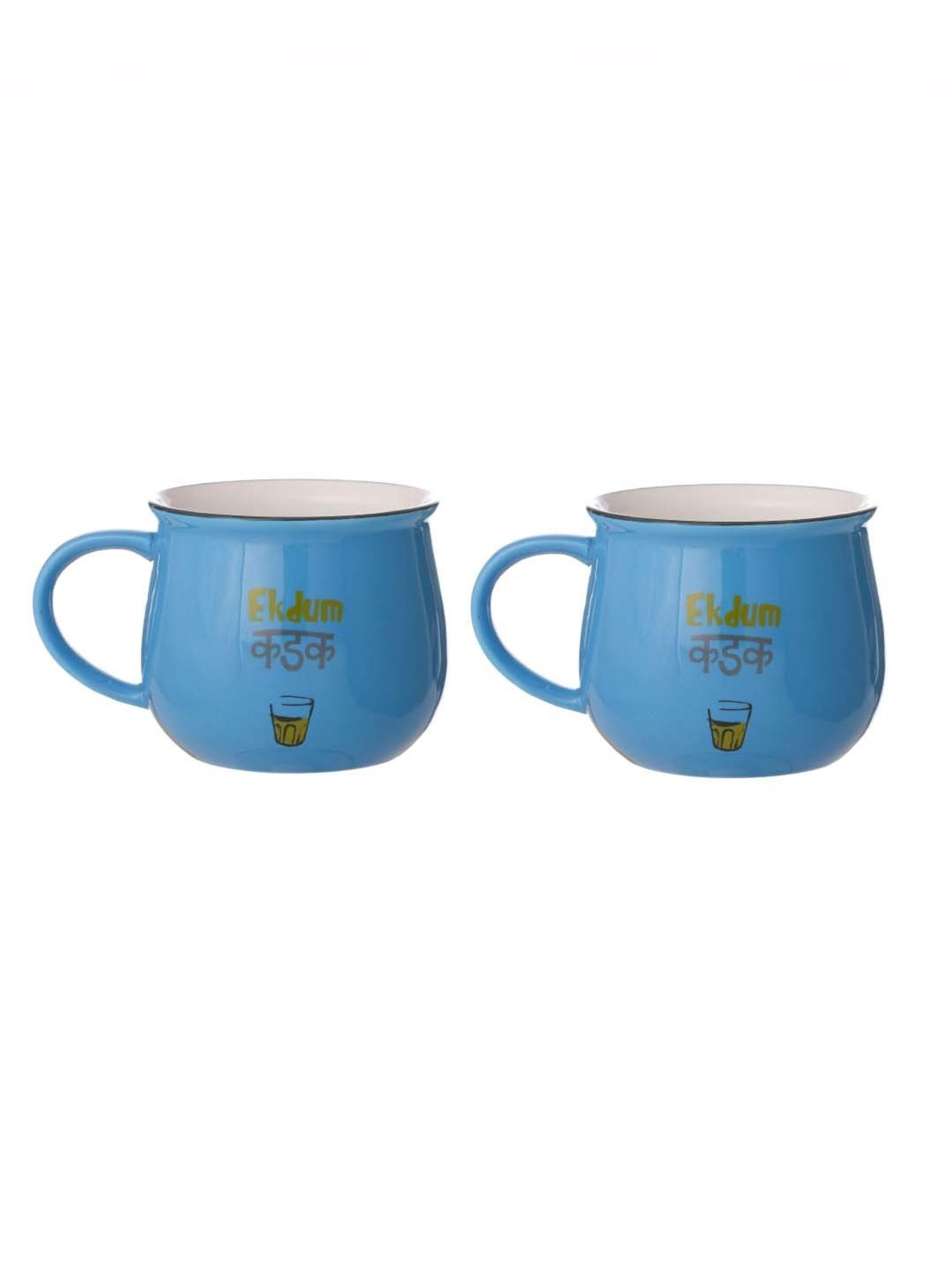 JCPL Blue Ceramic 10.2 cm Milk Mug (0.47 L) - Set of 2