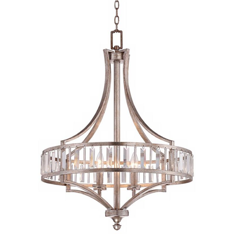 Vienna Full Spectrum Antique Soft Silver Chandelier 24" Wide Crystal Glass 4-Light Fixture for Dining Room House Kitchen Bedroom