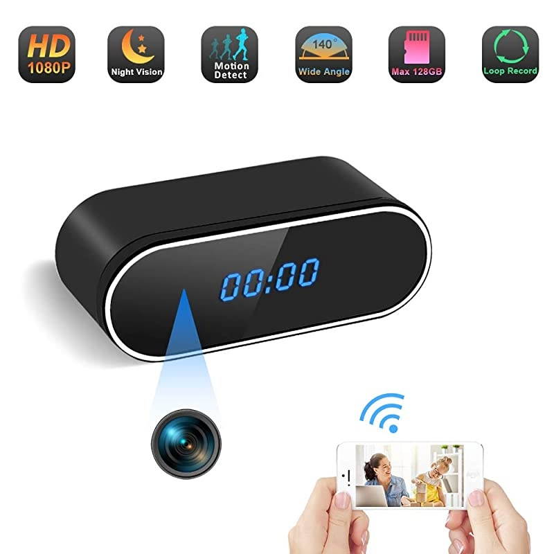 Hidden Camera Clock, WiFi Spy Clock Camera, Wireless Mini Clock Camera  1080P Home Security Camera Motion Detection 140&deg; Angle with Night Vision