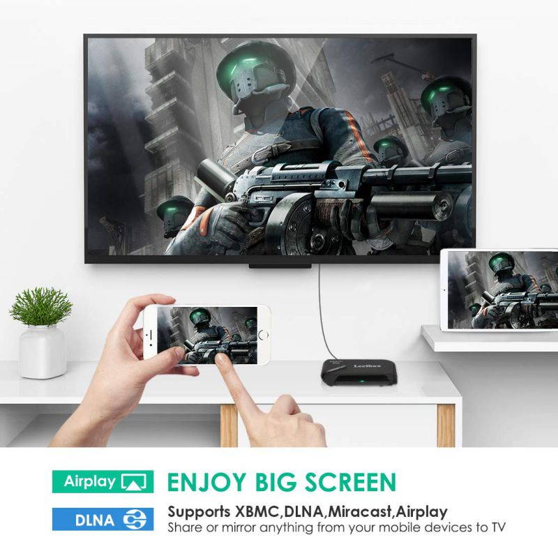 Leelbox Android TV Box with Free Local TV Channels Search Function, Amlogic Quad Core Android Box OTT & DVB-ATSC Combo Supports Live TV/4K 1080P Full HD/3D Movie/Bluetooth 4.0/2.4G WiFi/H.265 Video De