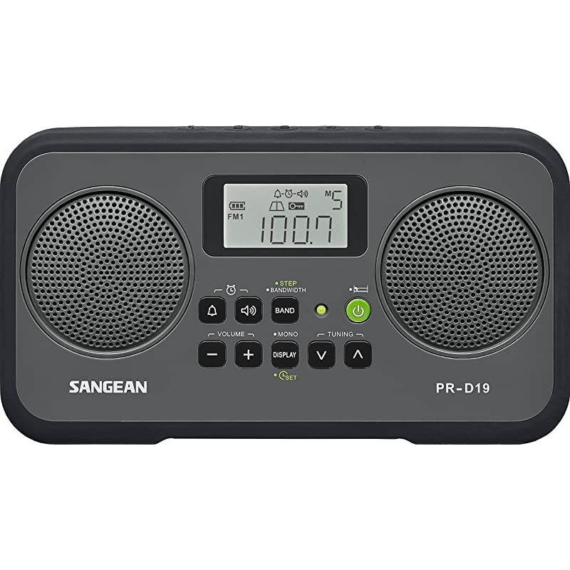 PR-D19BK FM Stereo/AM Digital Tuning Portable Radio with Protective Bumper (Gray/Black)