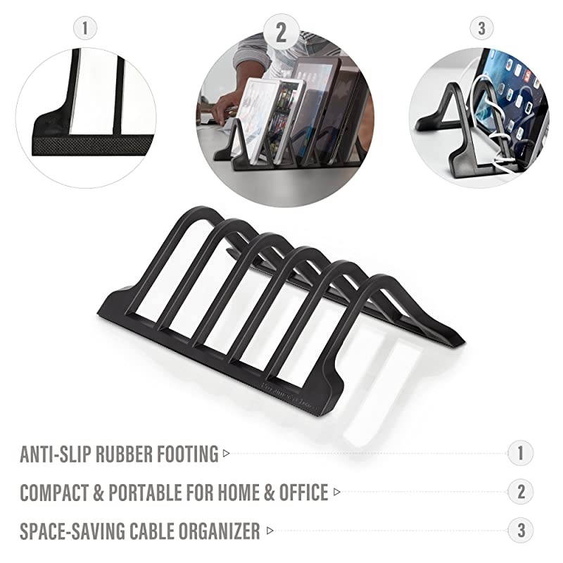 Universal 5 Tablet and Smartphone Charging Organizer Rack/Desktop Stand Holder